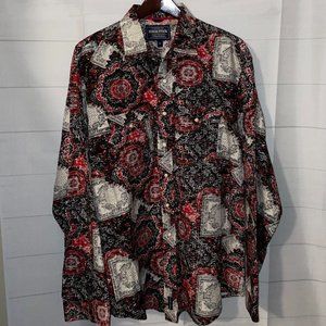 Panhandle Rough Stock XL Long Sleeve Red Pearl Snap Shirt